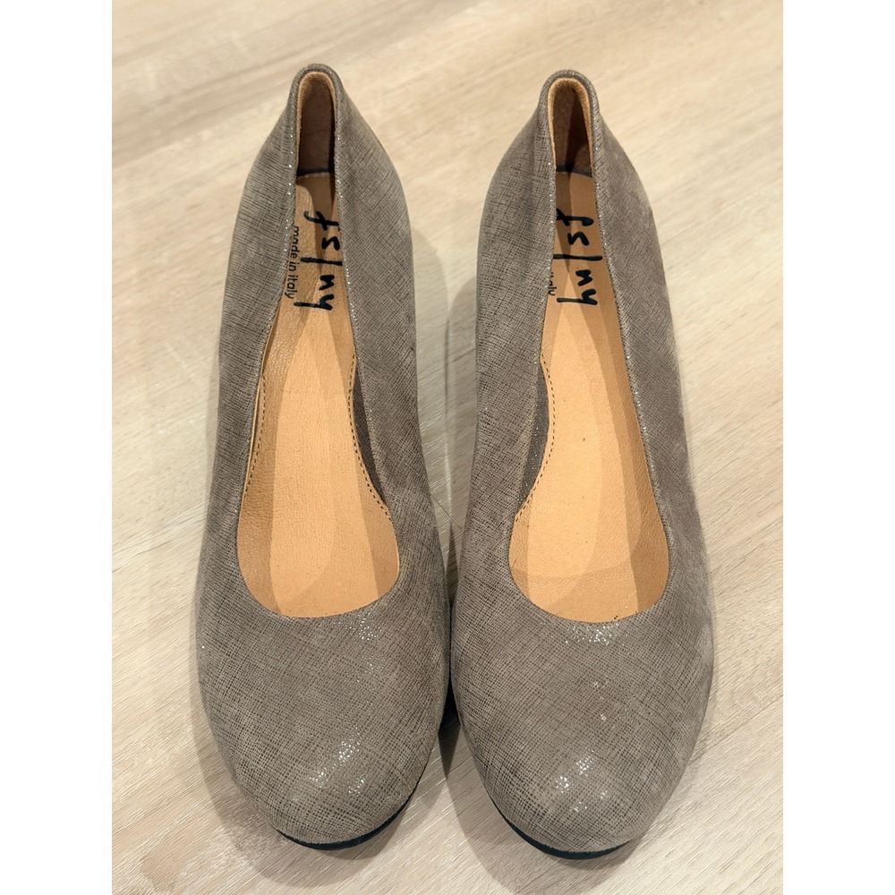 French Sole FS/NY Gumdrop Wedge Pumps Sz 10 Taupe Cartizze Italy Quiet Luxury